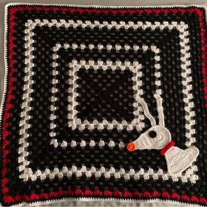 Handmade Crochet Baby Blanket / Lap Blanket with Zero Appliqué